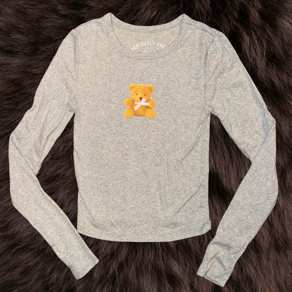 Aeropostale Teddy Bear Long Sleeve Baby Tee